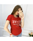 2518-3 Akkaya красная футболка женская с принтом стрейчевая (4 ед. размеры: S.M.L.XL): артикул 1119802