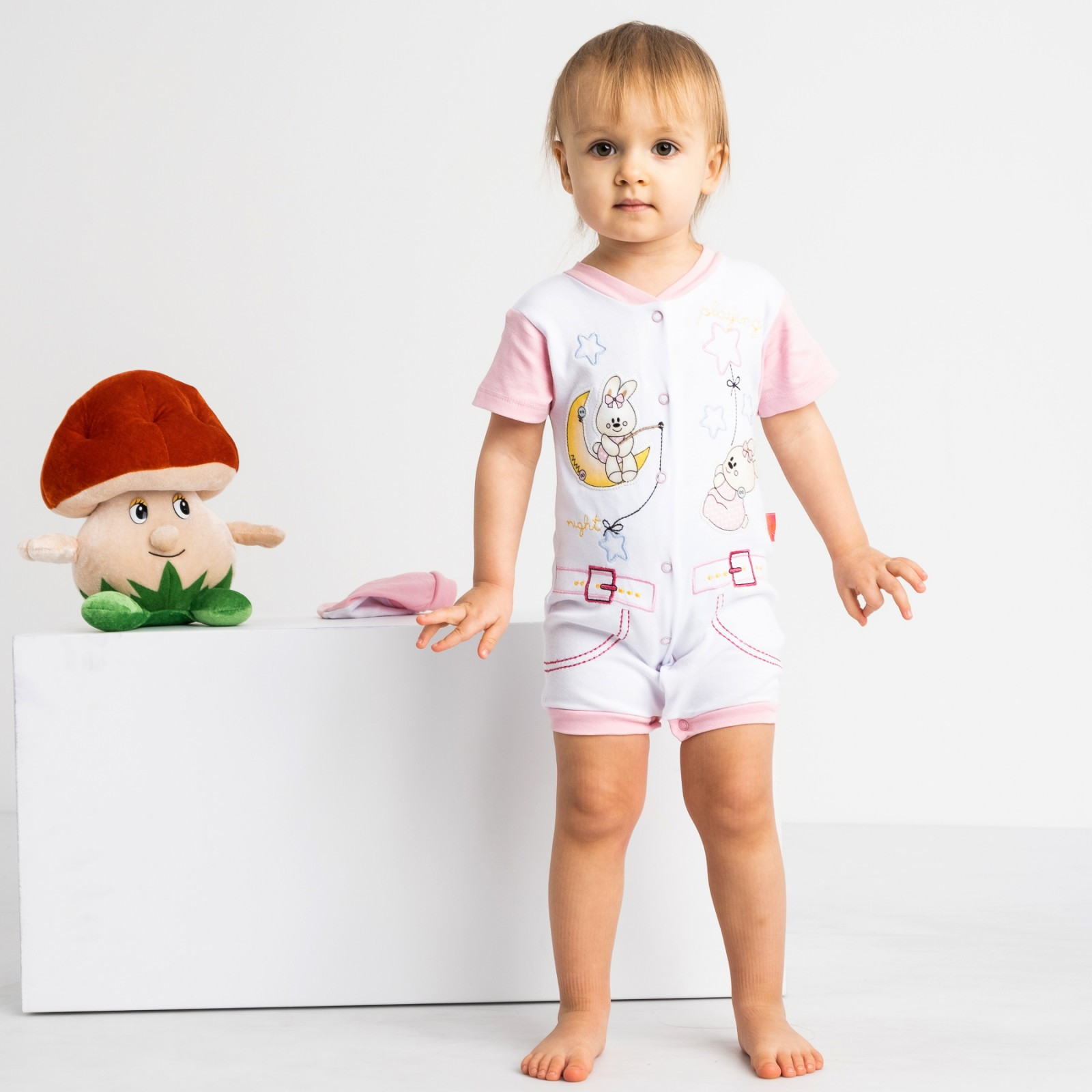 17062 Emotion Kids розовый комплект (комбинезон+шапочка) на девочку 1-9 мес. (2 ед. размеры: 68.74)
