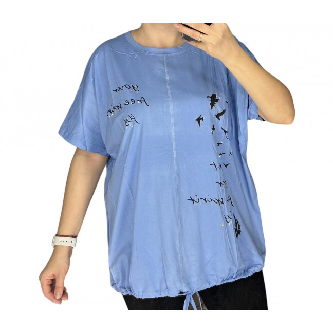 27074-42* голубая женская футболка (принт, 3 ед. размеры норма: M. L. XL) выдача на следующий день LeVisha: артикул 1143336