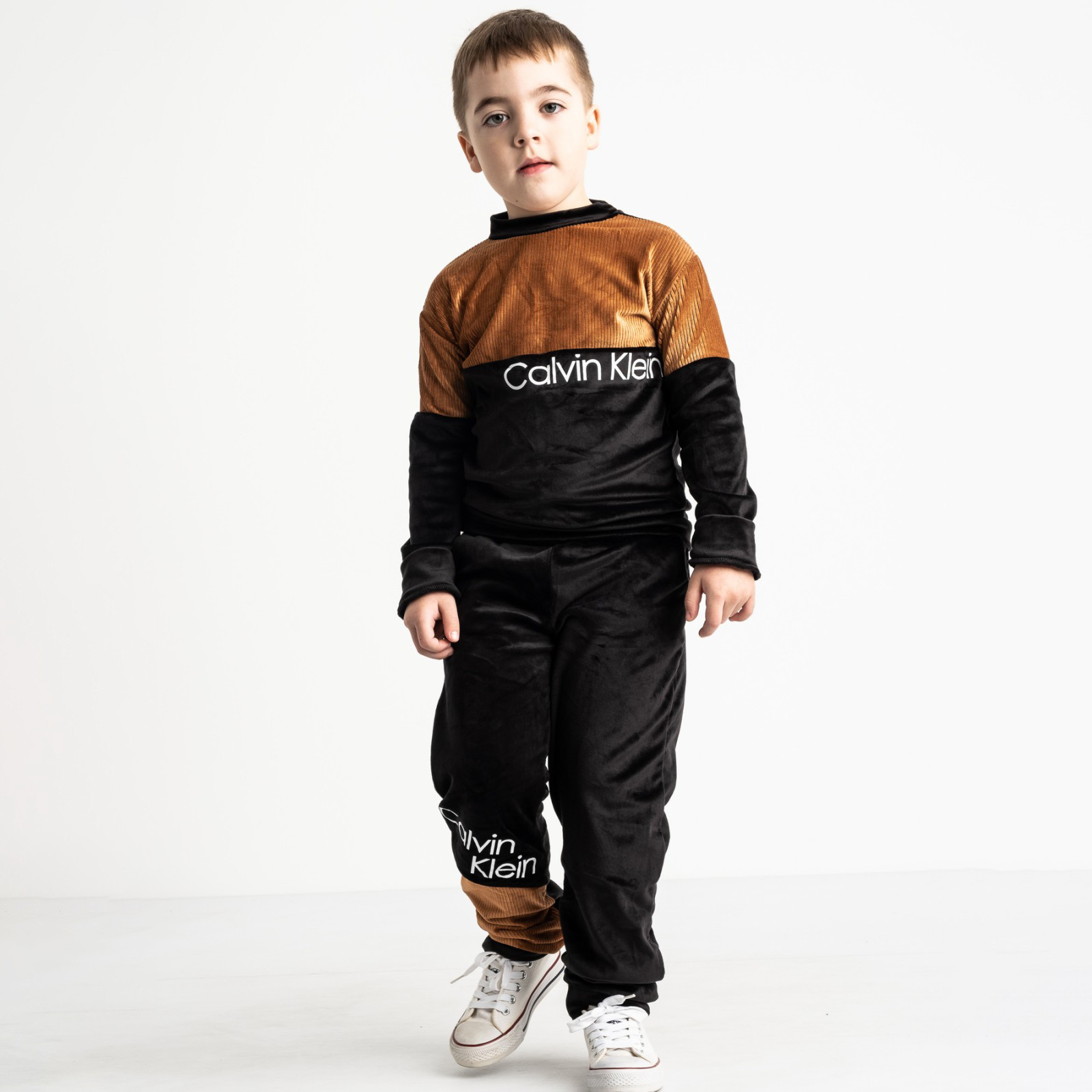 1440-2 коричневый спортивный костюм велюровый на мальчика 6-9 лет (4 ед. размеры: 116.122.128.134) 