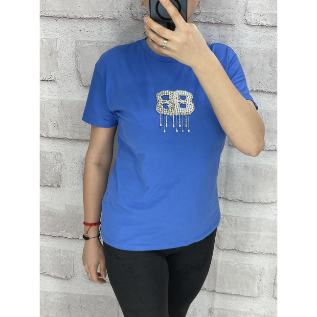 4695-42* голубая женская футболка (100% коттон, 6 ед. размеры норма: S. M. L) выдача на следующий день Футболка: артикул 1145428