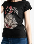 2586-1 черная футболка женская с принтом (4 ед. размеры: S.M.L.XL): артикул 1119232