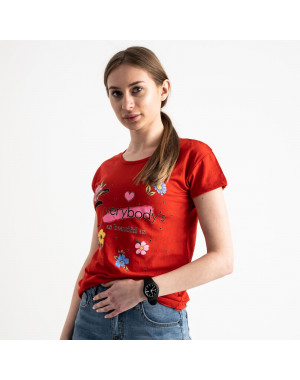 2579-3 красная футболка женская с принтом (3 ед. размеры: S.M.L)