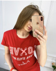 2518-3 Akkaya красная футболка женская с принтом стрейчевая (4 ед. размеры: S.M.L.XL): артикул 1119802