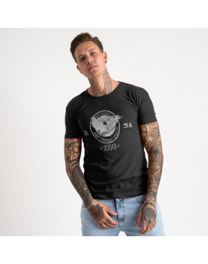 2607-1 черная футболка мужская с принтом (4 ед. размеры: M.L.XL.2XL)