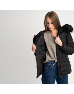 0906-11 черная куртка женская на синтепоне (3 ед. размеры: L.XL.2XL)