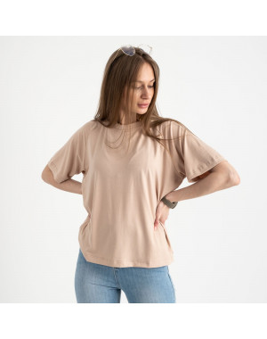 14440-3 Mishely бежевая футболка женская в стиле oversize  (4 ед. размеры: S.M.L.XL)