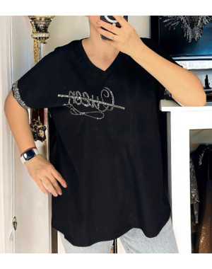 27053-1* черная женская футболка (LEVISHA, 3 ед. размеры батал: 52. 54. 56) выдача на следующий день