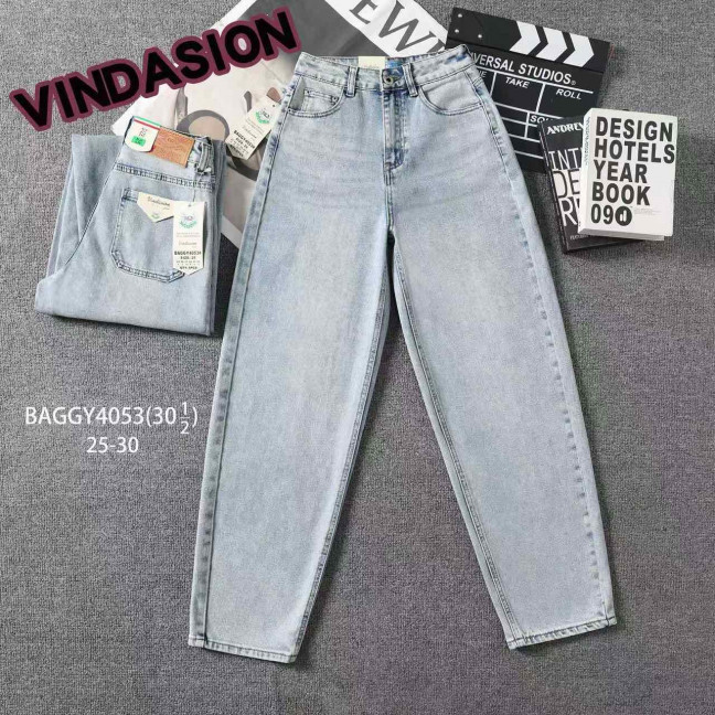 4053* голубые женские джинсы багги (VINDASION, 6 ед. размеры норма: 25. 26. 27. 28. 29. 30) выдача на следующий день                          Vindasion: артикул 1152635