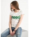2588-11 Geso молочная футболка женская с принтом (4 ед. размеры: S.M.L.XL): артикул 1119242