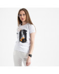 2504-10 Akkaya белая футболка женская с принтом стрейчевая (4 ед. размеры: S.M.L.XL): артикул 1119822