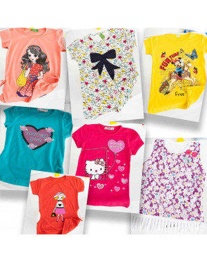 1220 детская футболка на девочку 2-8 лет микс 5-ти моделей (20 ед. без выбора модели)