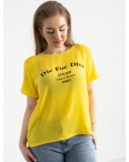 2024-6  желтая  футболка женская полубатальная с принтом (5 ед. размеры: 52.54.56.58.60): артикул 1122301