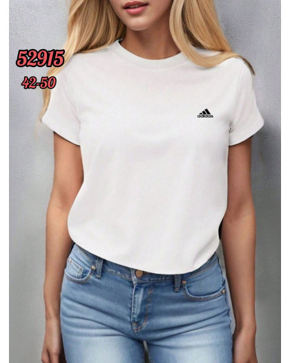 52915-101 * белая женская футболка (турецкий хлопок, 5 ед. размеры норма: 42. 44. 46. 48. 50) выдача на следующий день Футболка