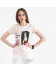 2504-2 Akkaya розовая футболка женская с принтом стрейчевая (4 ед. размеры: S.M.L.XL): артикул 1119818