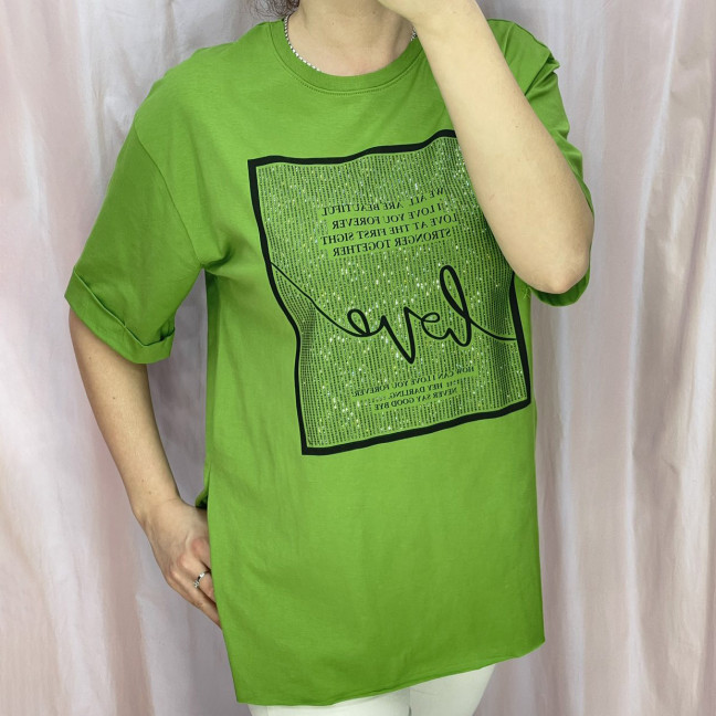 4540-7* зеленая женская футболка (коттон, 6 ед. размеры норма: S. M. L, размеры дублируются) выдача на следующий день Футболка: артикул 1145356