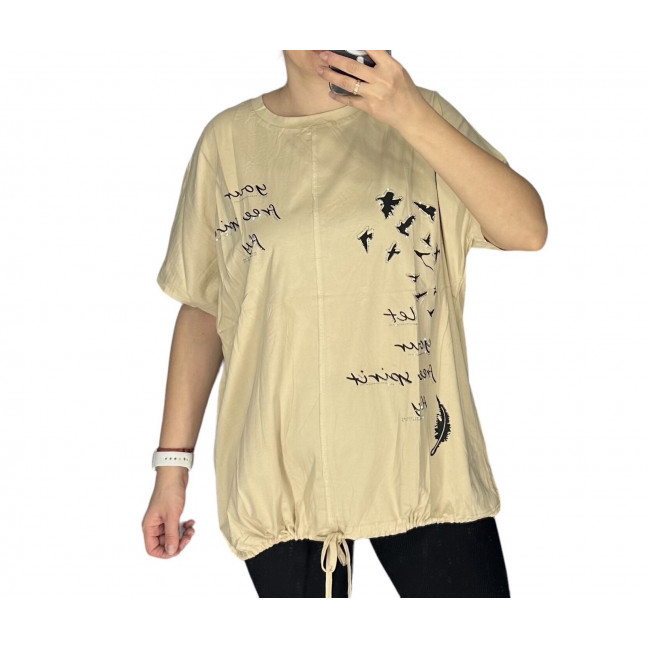 27074-32* светло-бежевая женская футболка (принт, 3 ед. размеры норма: M. L. XL) выдача на следующий день LeVisha: артикул 1143335