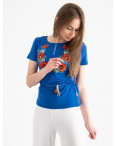 1823 синяя футболка-вышиванка женская микс моделей (5 ед. размеры: S.M.L.XL.2XL): артикул 1121161