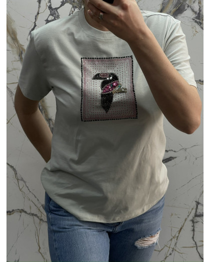 4661-6* серая женская футболка (коттон, 3 ед. размеры норма: S. M. L) выдача на следующий день Футболка