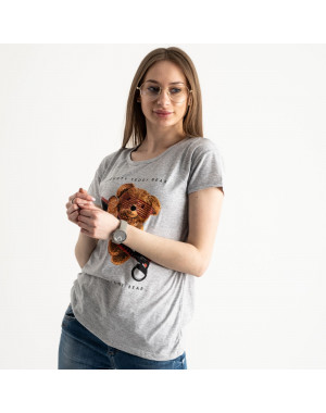 2570-5 серая футболка женская с принтом (3 ед. размеры: S.M.L)