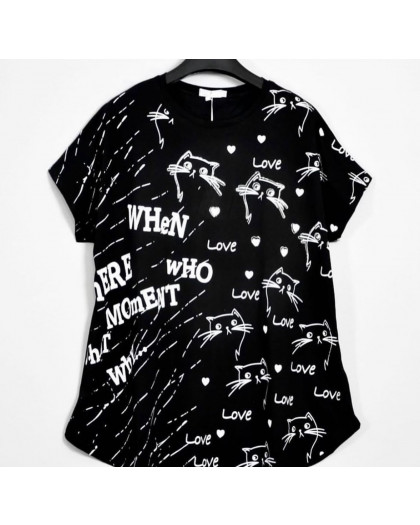 17029-1 черная женская футболка (3 ед. размеры батал: XL. 2XL. 3XL) LeVisha