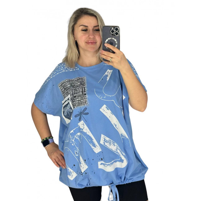 27007-42 голубая женская футболка (LEVISHA, 95% коттон, 5% спандекс, 3 ед. размеры батал: 2XL. 3XL. 4XL) выдача на следующий день LeVisha: артикул 1145806
