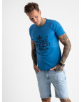 2613-12 голубая футболка мужская с принтом (4 ед. размеры: M.L.XL.2XL): артикул 1121001