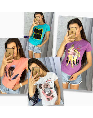 3704-99 футболка женская микс  моделей и цветов без выбора цветов (20 ед. размеры: универсал 42-44)