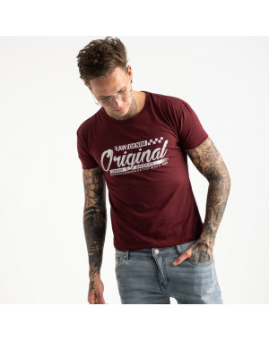 2617-9 бордовая футболка мужская с принтом (4 ед. размеры: M.L.XL.2XL)