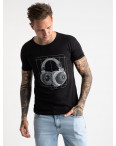 2627-1 черная футболка мужская с принтом (4 ед. размеры: M.L.XL.2XL): артикул 1121094
