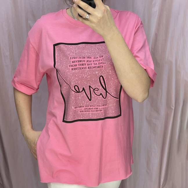 4540-4* розовая женская футболка (коттон, 6 ед. размеры норма: S. M. L, размеры дублируются) выдача на следующий день Футболка: артикул 1145355