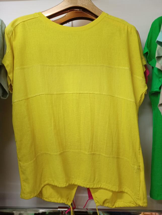 35659-8* желтая женская футболка (лён, 4 ед. размеры батал: 3XL. 4XL. 5XL. 6XL) выдача на следующий день
