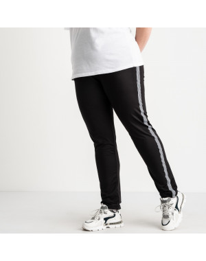 0030 спортивные штаны батальные черные с белыми лампасами стрейчевые (5 ед. размеры: 50.52.54.56.58)