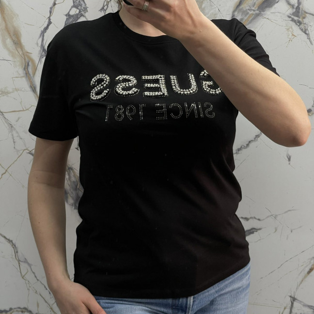 4587-1* черная женская футболка (коттон, 6 ед. размеры норма: S. M. L, размеры дублируются) выдача на следующий день Футболка: артикул 1145359