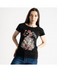 2586-1 черная футболка женская с принтом (4 ед. размеры: S.M.L.XL): артикул 1119232