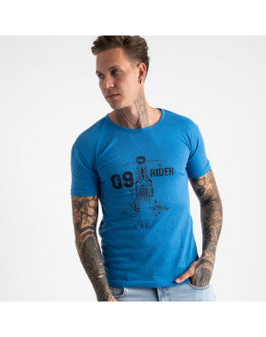 2625-12 голубая футболка мужская с принтом (4 ед. размеры: M.L.XL.2XL)