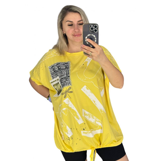 27007-8* желтая женская футболка (LEVISHA, 95% коттон, 5% спандекс, 3 ед. размеры батал: 2XL. 3XL. 4XL) выдача на следующий день LeVisha: артикул 1146343