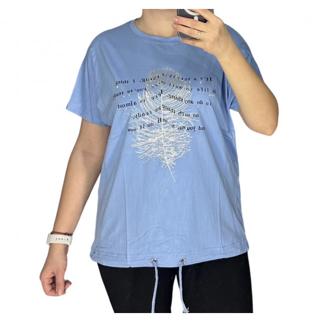 27060-42* голубая женская футболка (принт, 3 ед. размеры норма: M. L. XL) выдача на следующий день LeVisha: артикул 1143350