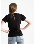 2507-1 Akkaya черная футболка женская с принтом стрейчевая (4 ед. размеры: S.M.L.XL): артикул 1119752