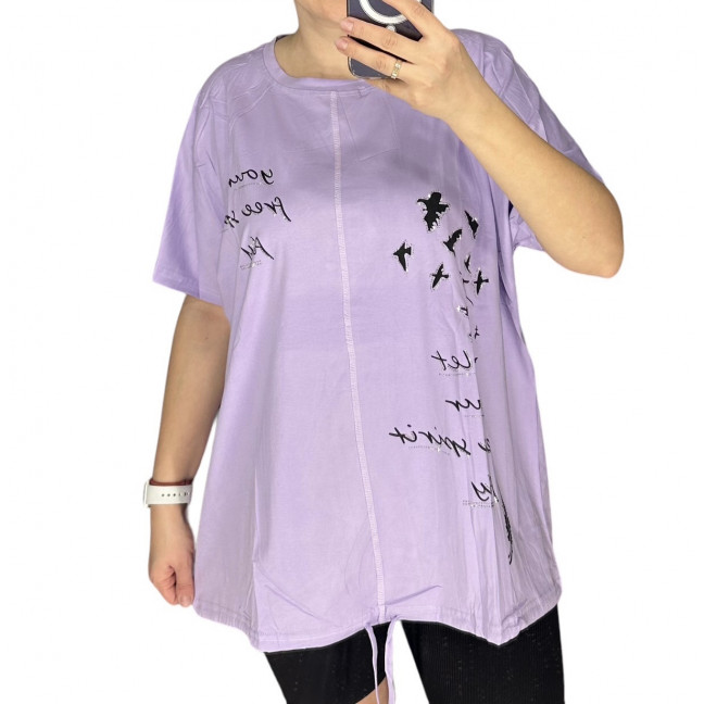 27074-24* сиреневая женская футболка (принт, 3 ед. размеры норма: M. L. XL) выдача на следующий день LeVisha: артикул 1143334