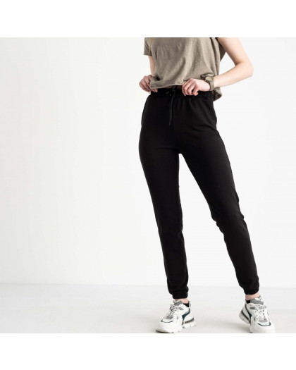1433w-1 черные женские спортивные штаны (YOLA, двунитка, 4 ед. размеры: S. M. L. XL) YOLA