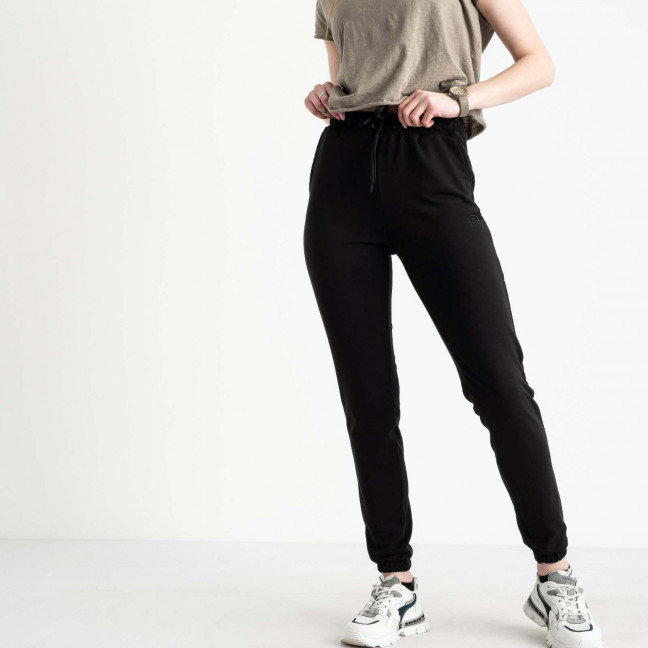 1433w-1 черные женские спортивные штаны (YOLA, двунитка, 4 ед. размеры: S. M. L. XL) YOLA: артикул 1120186