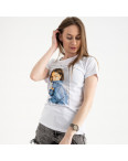 2501-10 Akkaya белая футболка женская с принтом стрейчевая (4 ед. размеры: S.M.L.XL): артикул 1119815