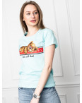 2511-4 Akkaya бирюзовая футболка женская с принтом стрейчевая (4 ед. размеры: S.M.L.XL): артикул 1119706