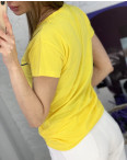 7008-8 ЖЕЛТАЯ футболка женская с принтом (3 ед. размеры: S.M.L): артикул 1121759