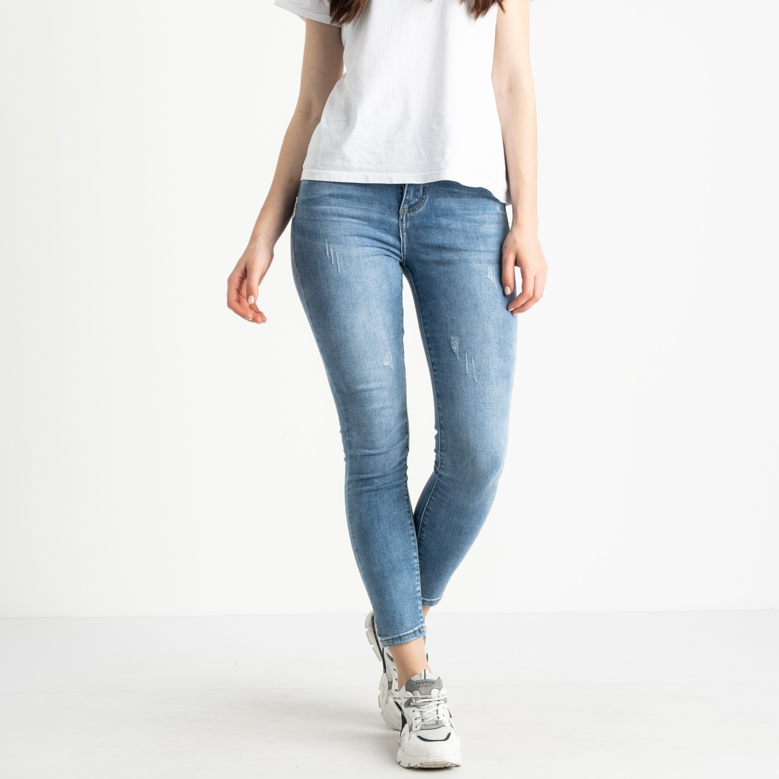 0690 New Jeans американка полубатальная голубая стрейчевая (6 ед. размеры: 28.29.30.31.32.33)