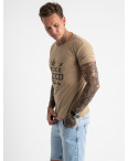 2613-11 бежевая футболка мужская с принтом (4 ед. размеры: M.L.XL.2XL): артикул 1120998