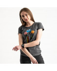 2582-7 темно-серая футболка женская с принтом (3 ед. размеры: S.M.L): артикул 1119213