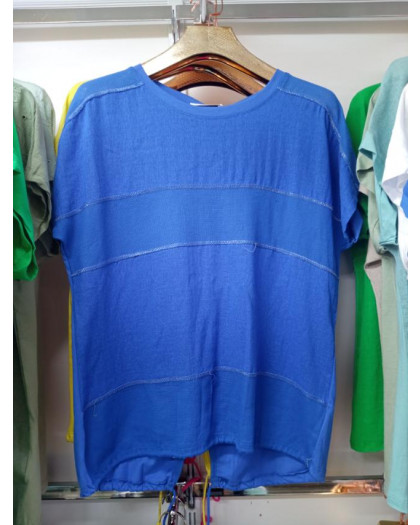 35659-42* голубая женская футболка (лён, 4 ед. размеры батал: 3XL. 4XL. 5XL. 6XL) выдача на следующий день Футболка