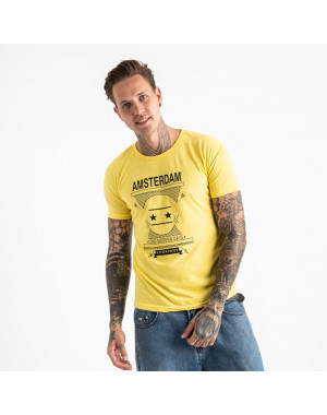 2604-6 желтая футболка мужская с принтом (4 ед. размеры: M.L.XL.2XL)